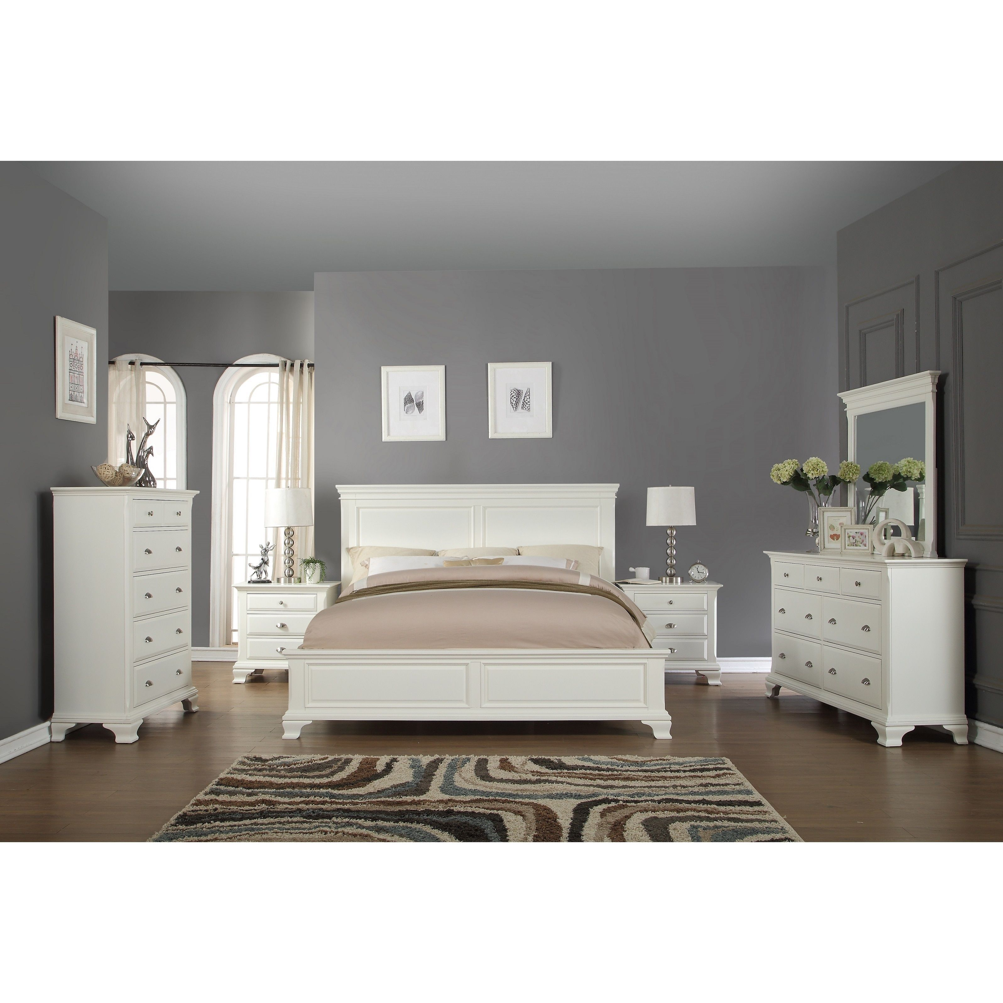 Laveno 012 White Wood Bedroom Furniture Set Includes Queen Bed for dimensions 3193 X 3193