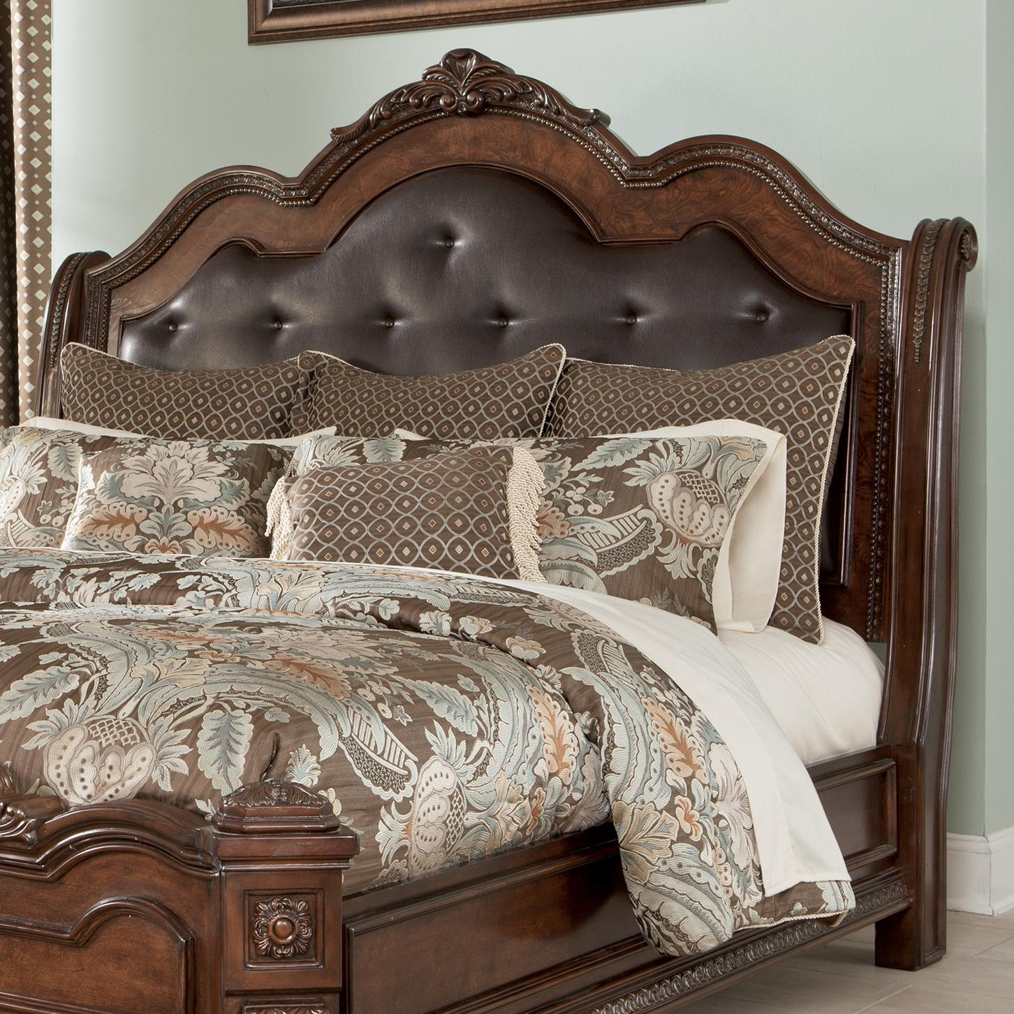 Ledelle Queen Sleigh Headboard With Tufted Brown Faux Leather Upholstery Millennium At Abode with sizing 1452 X 1452