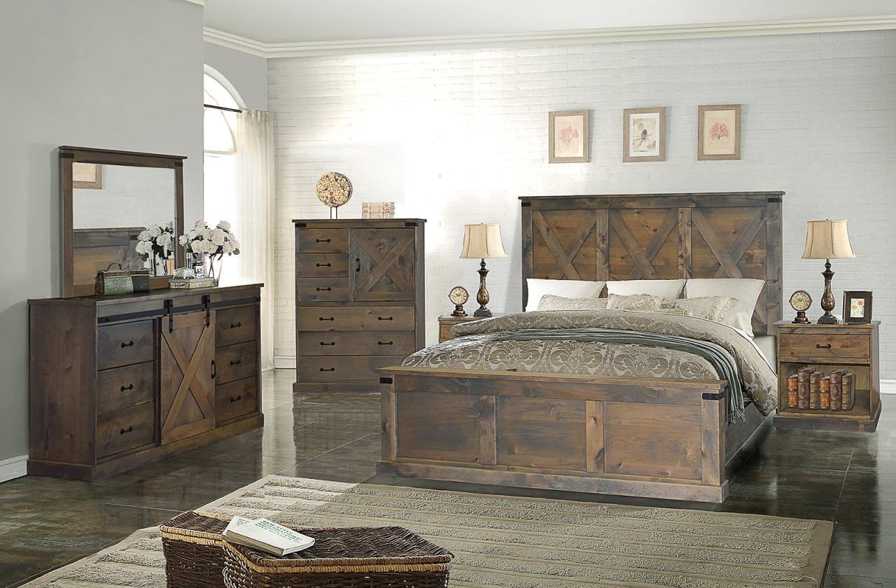 Legends Furniture Farmhouse 4pc Panel Bedroom Set In Barnwood within sizing 1280 X 840