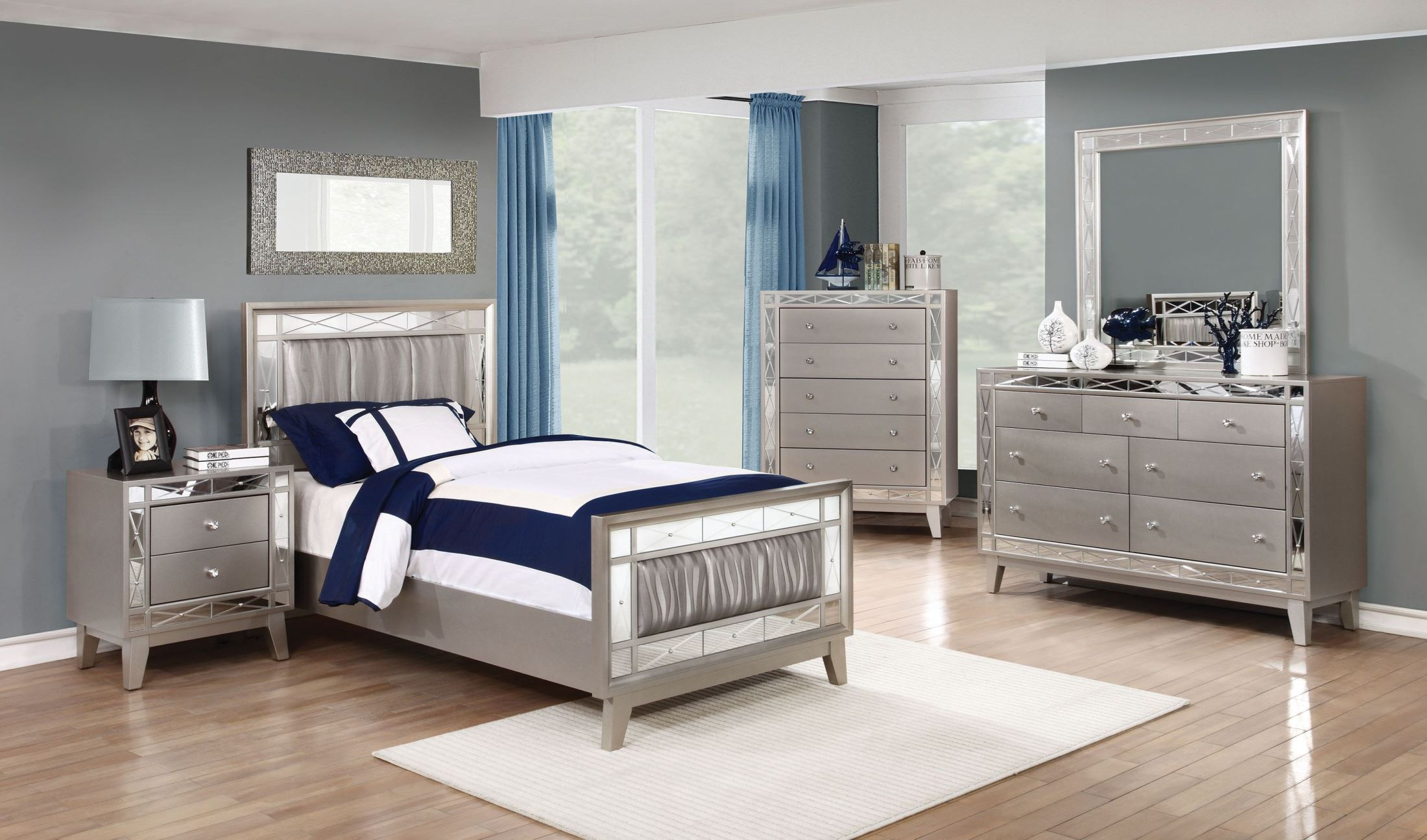 Leighton Metallic Mercury Youth Panel Bedroom Set with measurements 2200 X 1295