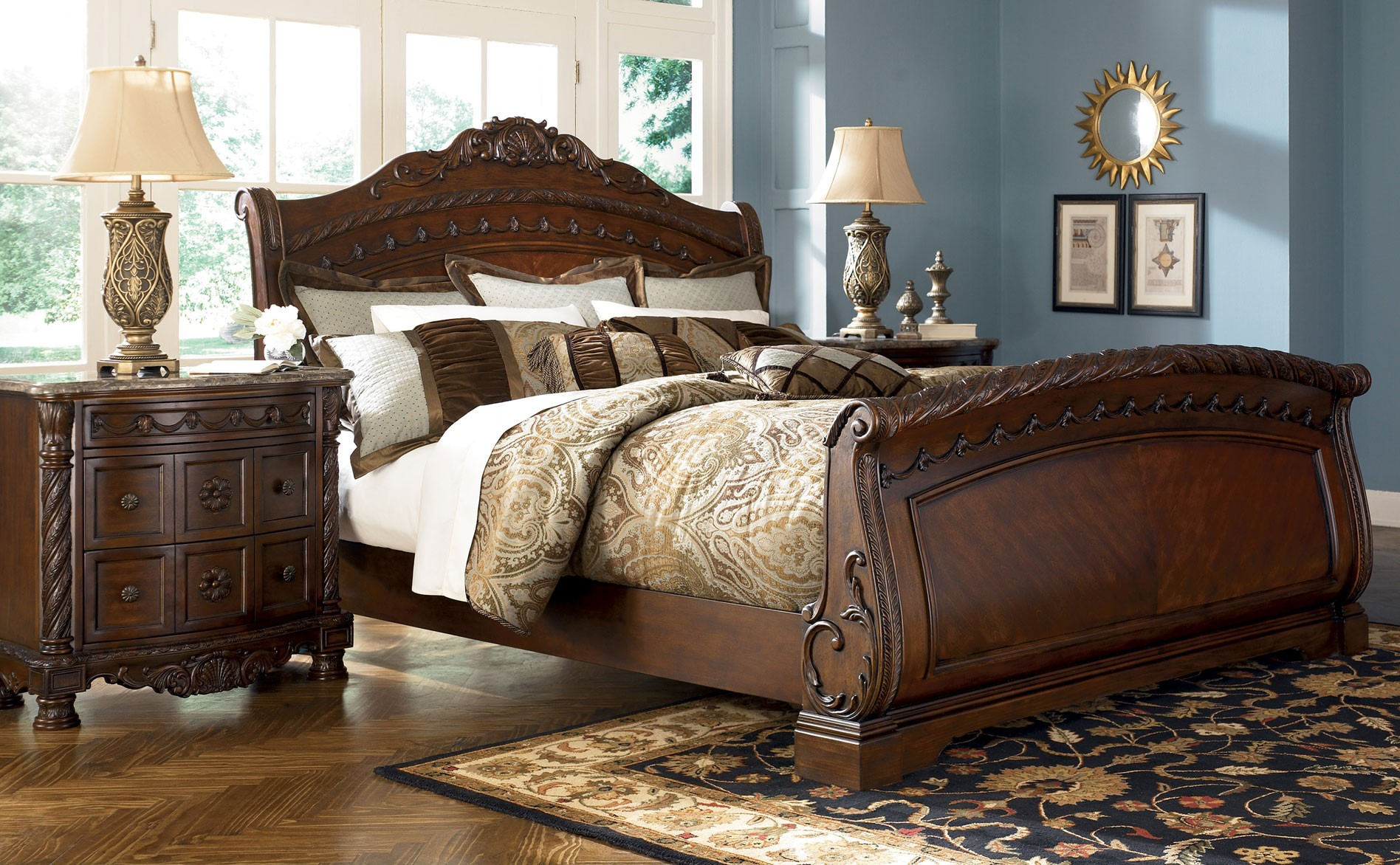 Leighton Sleigh Bedroom Set Millennium Furniture Acme Furniture for sizing 1896 X 1172