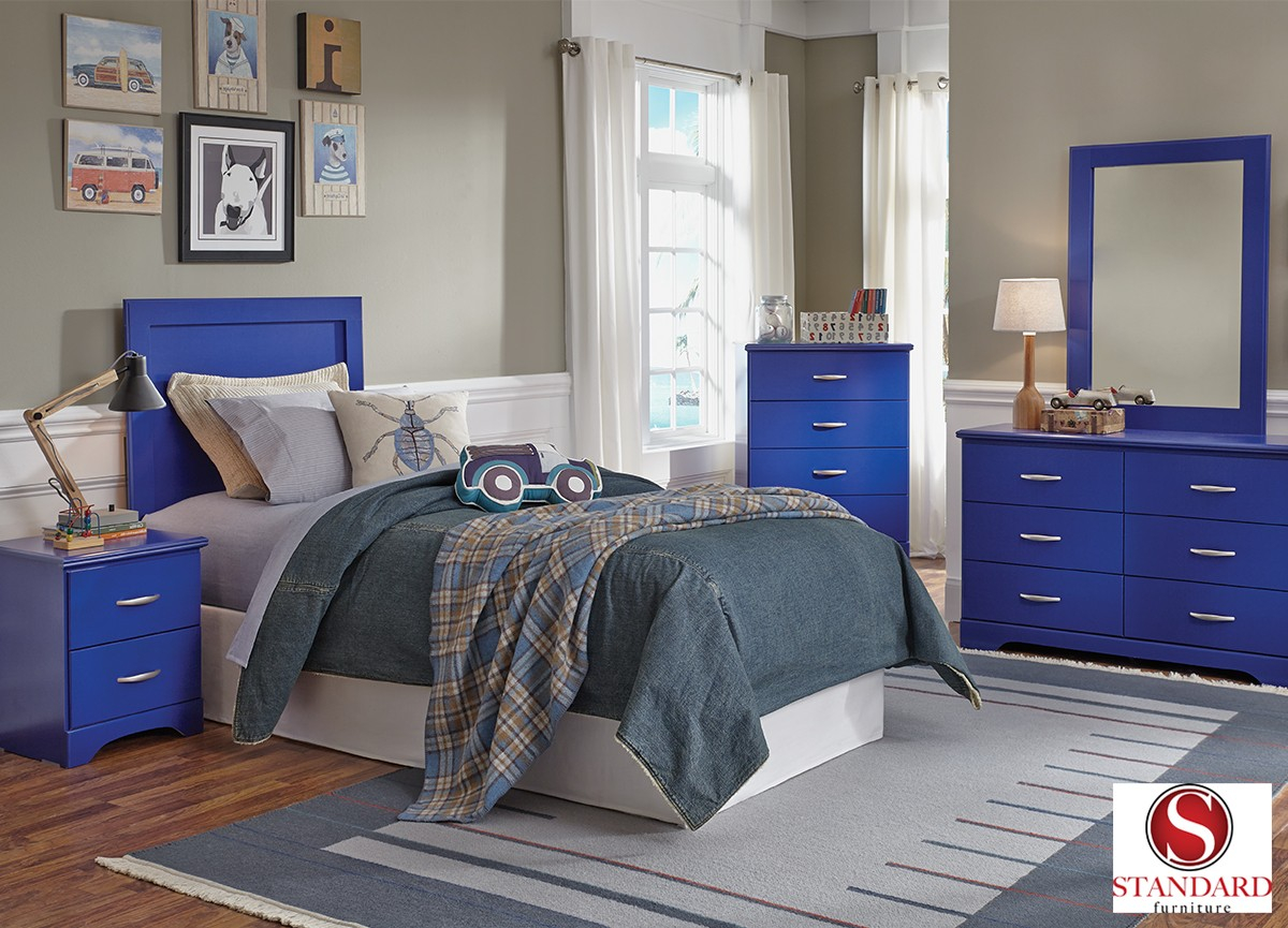 Leo Blue 3 Piece Twin Bedroom Set pertaining to proportions 1200 X 865