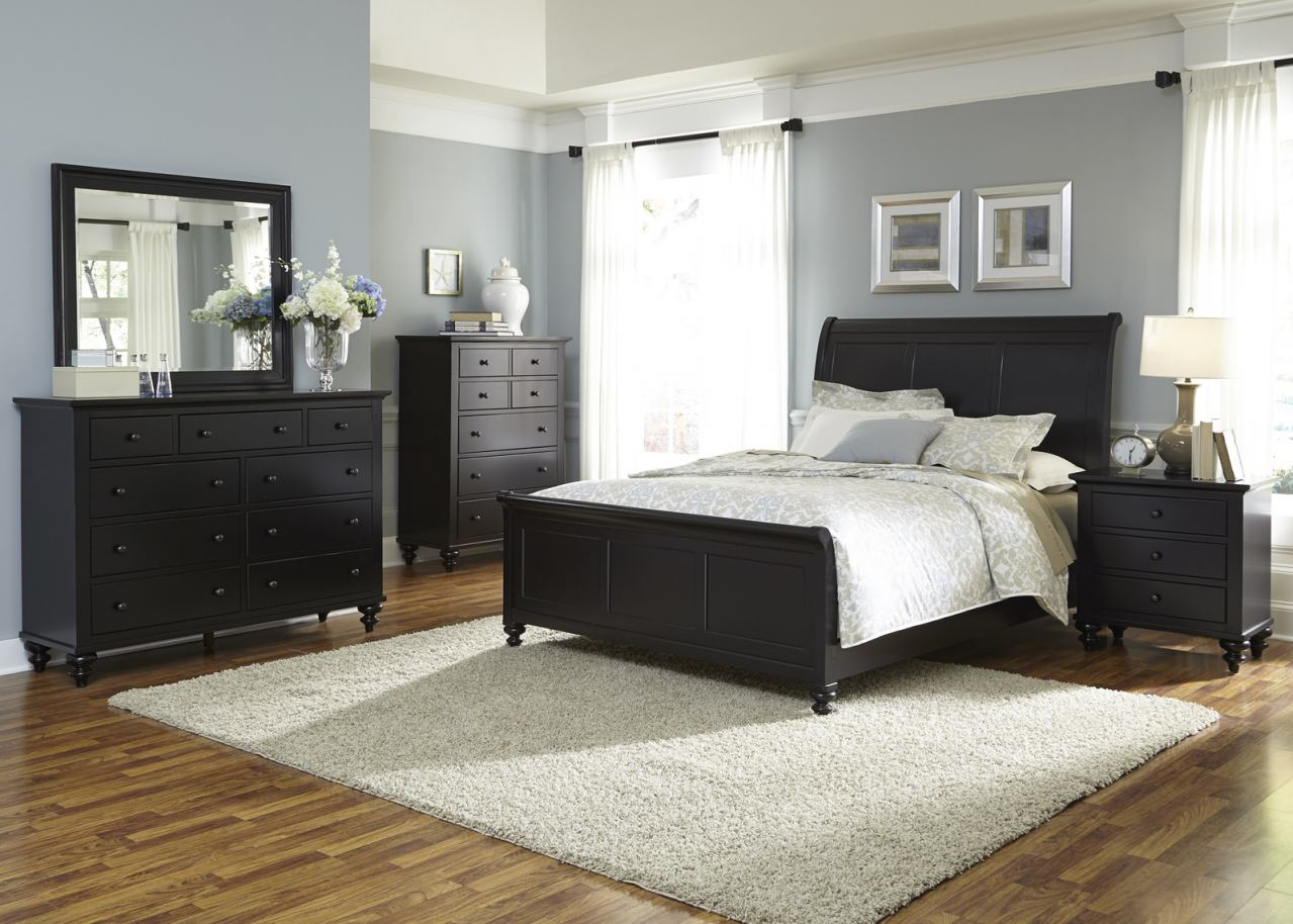 Liberty Furniture Hamilton Iii 4 Piece Sleigh Bedroom Set In Black Est Ship Time Is 4 Weeks inside size 1279 X 914
