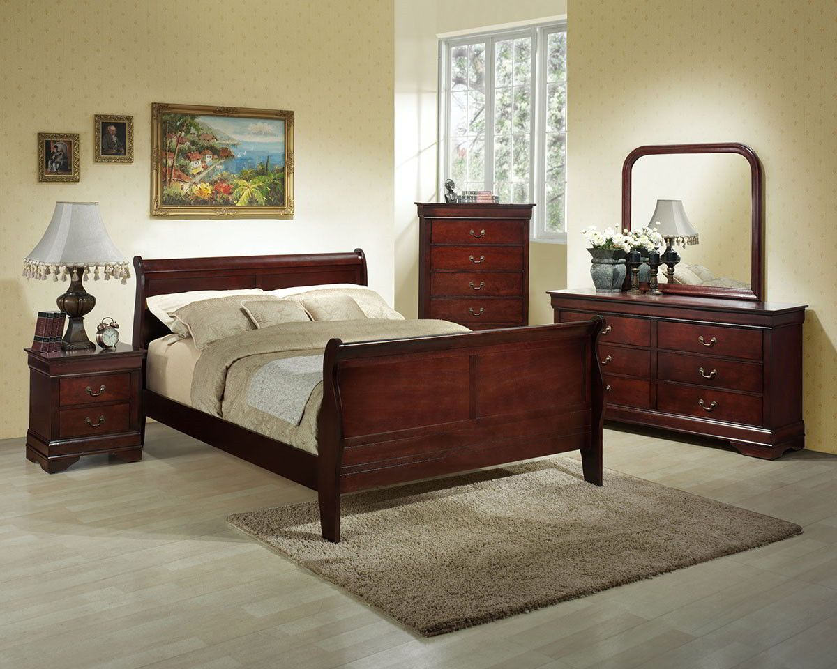 Lifestyle B5933 Queen Cherry Louis Philippe Bedroom Set regarding sizing 1200 X 960