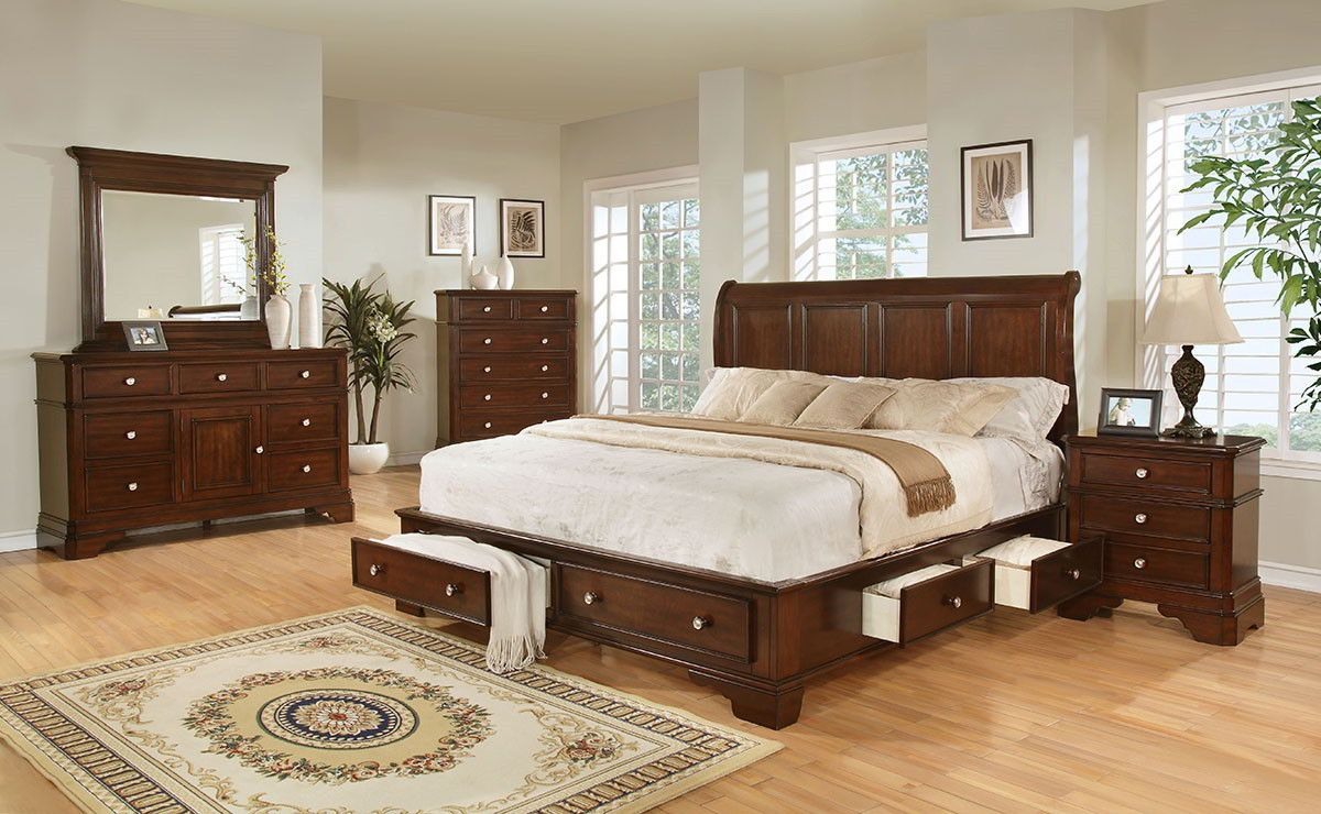 Lifestyle Queen Cherry Storage Bedroom Collection Queen Size pertaining to size 1200 X 740