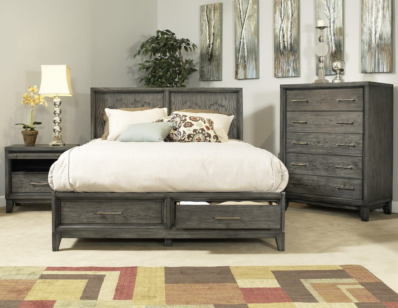 Ligna Soho 4 Piece Panel Storage Bedroom Set In Gray Wash for dimensions 1280 X 989