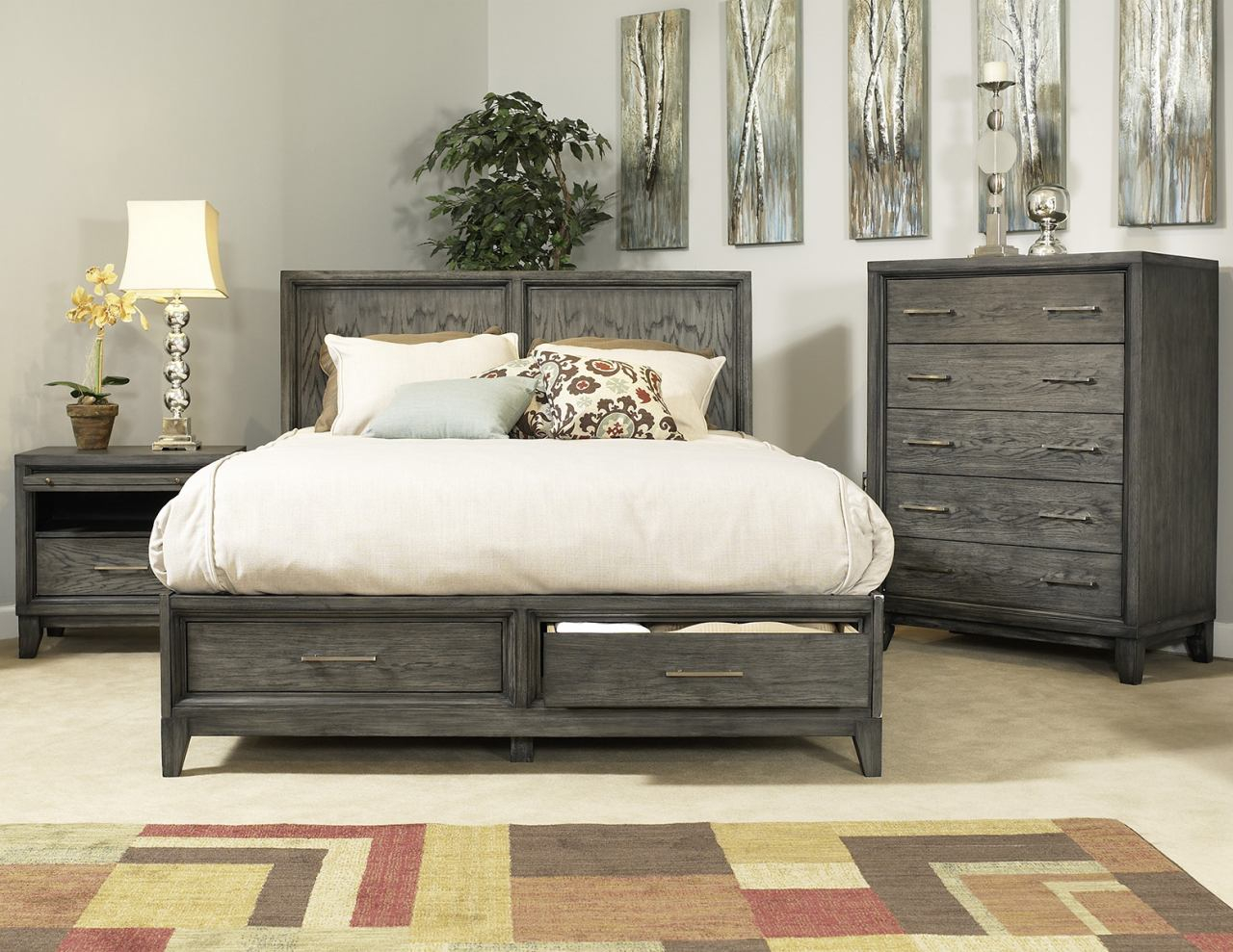 Ligna Soho 4 Piece Panel Storage Bedroom Set In Gray Wash within proportions 1280 X 989