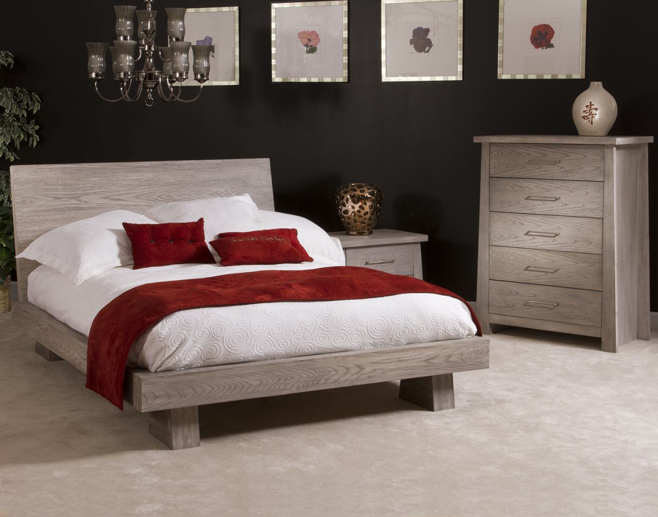 Ligna Zen 4 Piece Low Profile Bedroom Set In Driftwood with regard to proportions 1280 X 1006