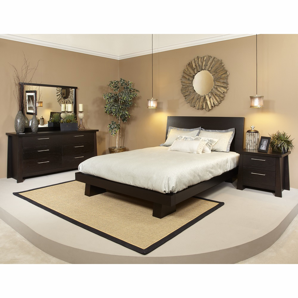 Ligna Zen 4 Piece Queen Low Profile Bedroom Set In Ebony for sizing 1000 X 1000