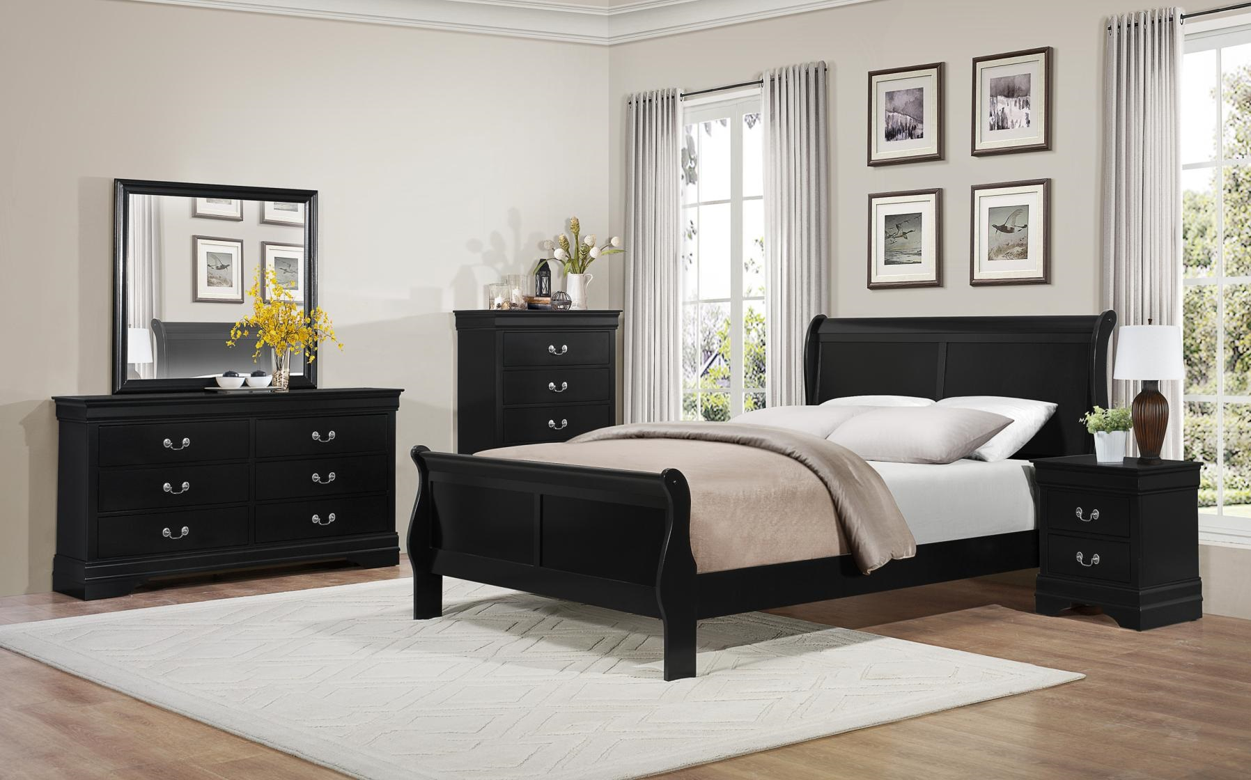 Louis Philip Black 4 Piece Cal King Bedroom Set throughout dimensions 1796 X 1120