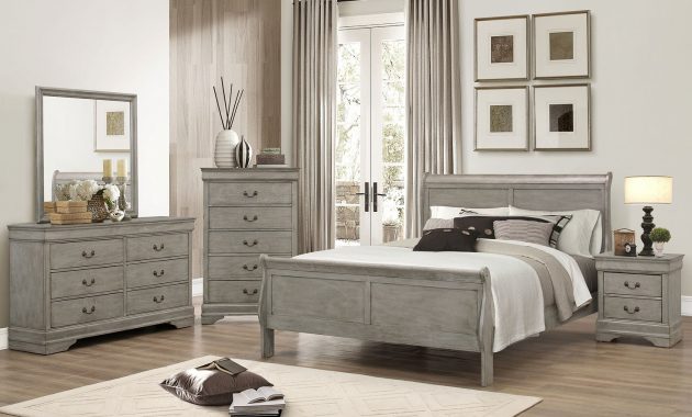 Louis Philip Sleigh Bedroom Set Grey for sizing 1463 X 900