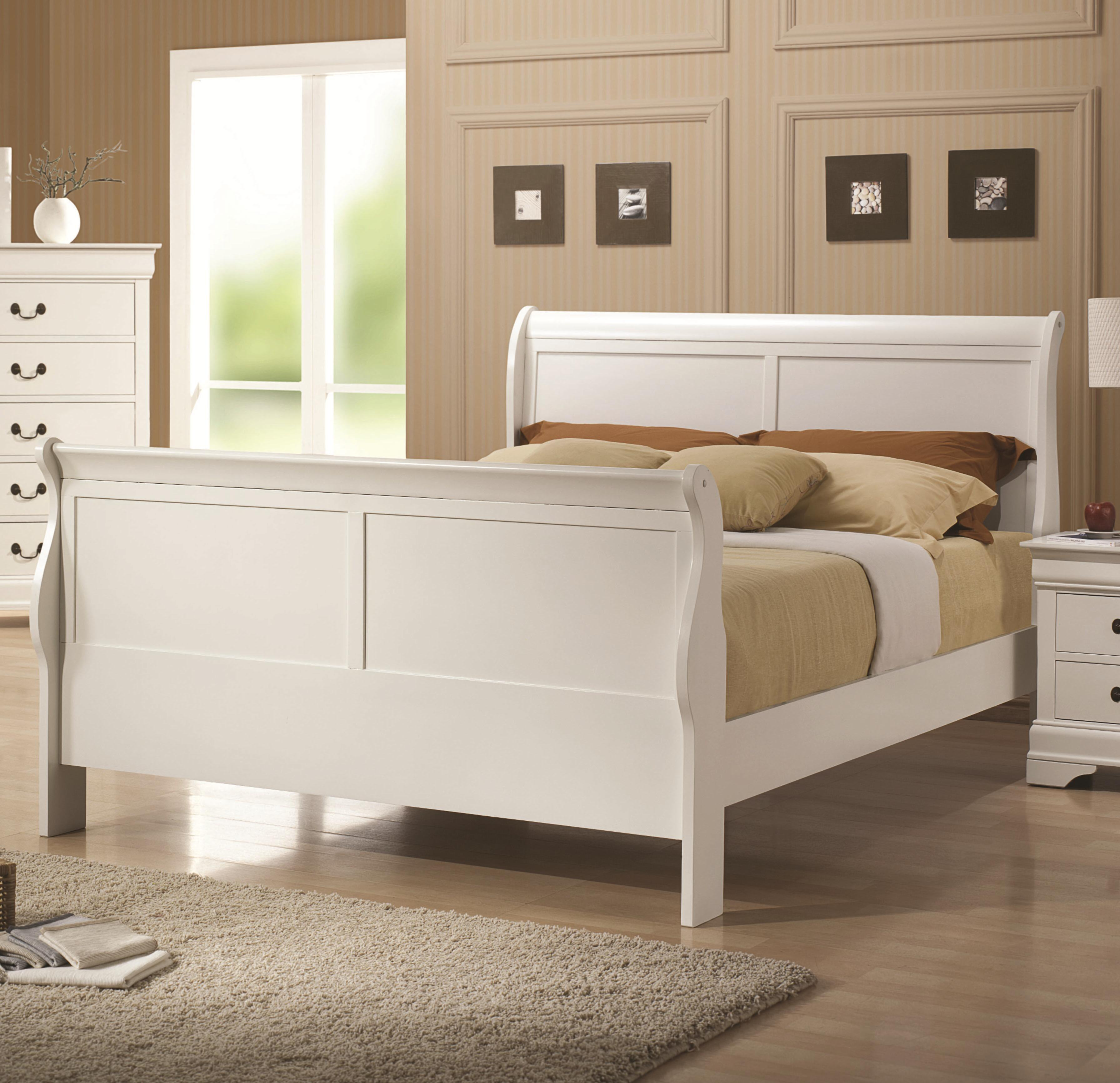 Louis Philippe 204 White Finish Queen Sleigh Style Bed Coaster At Dunk Bright Furniture inside proportions 3584 X 3464