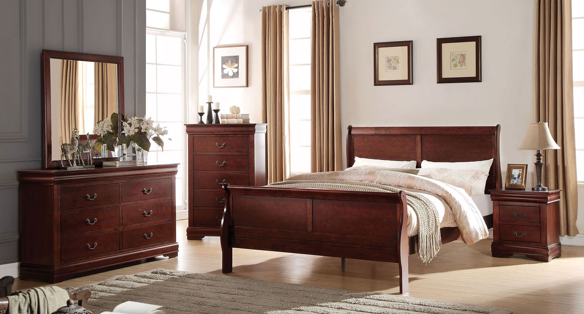 Louis Philippe Youth Sleigh Bedroom Set Cherry for sizing 1900 X 1024