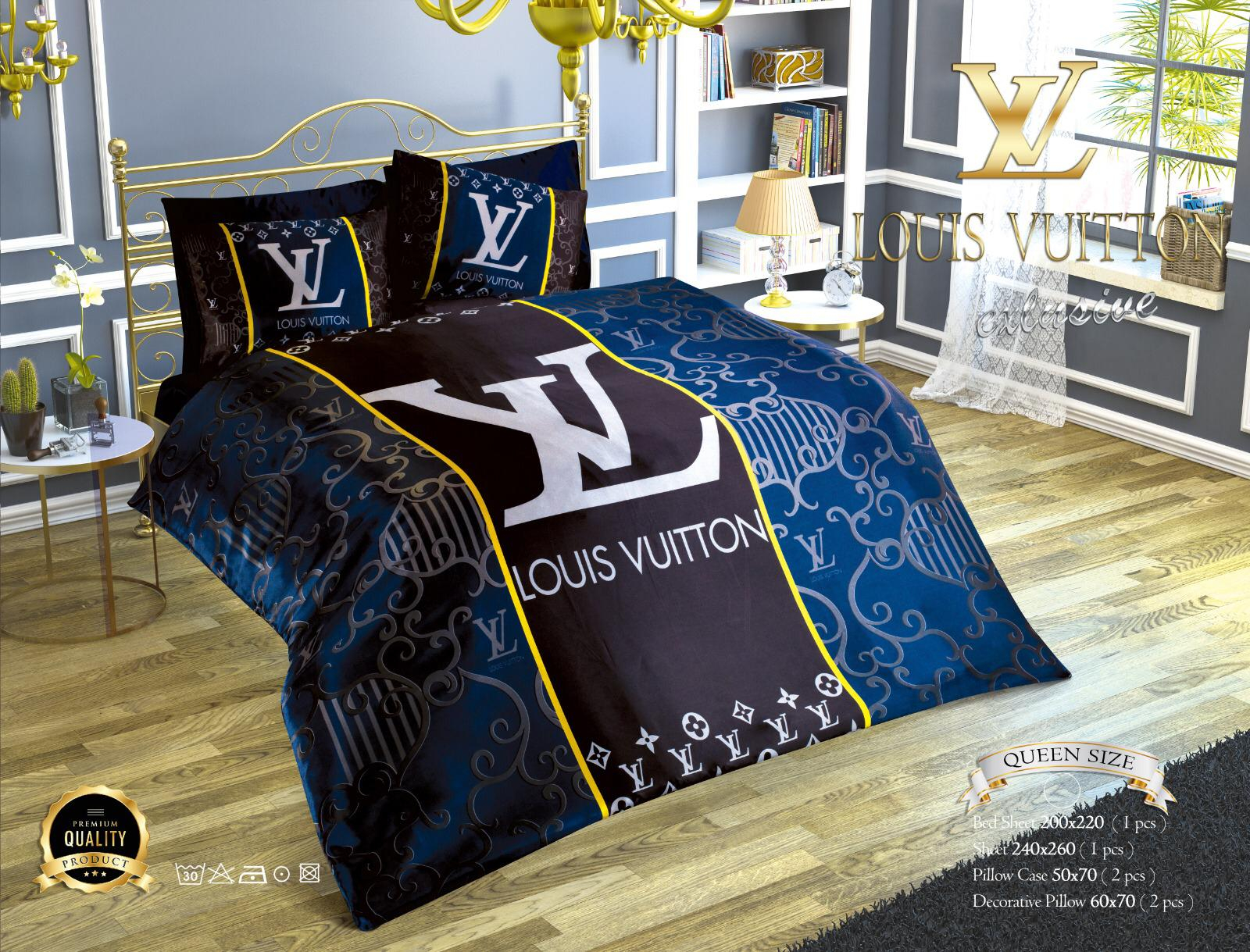 Louis Vuitton Bedroom Satin Duvet Cover Set Et0002 intended for measurements 1600 X 1219