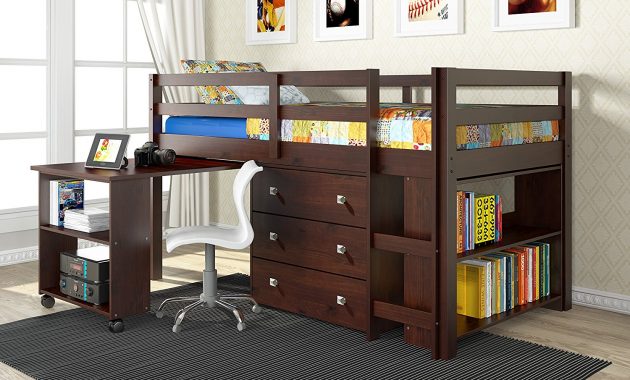 Low Study Loft Bed With Roll Out Desk Cappuccino throughout measurements 1500 X 1050