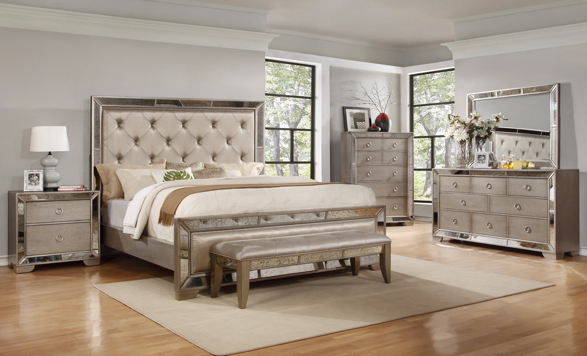 Luciana Antique Mirror Bedroom Set inside proportions 1200 X 729