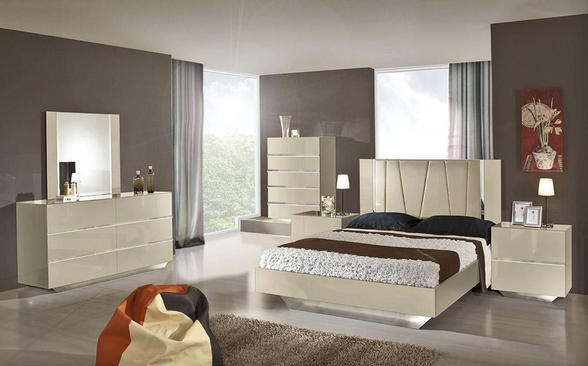 Luxor Modern Beige Lacquer Italian Bedroom Set Classic 2 Modern for dimensions 1200 X 747