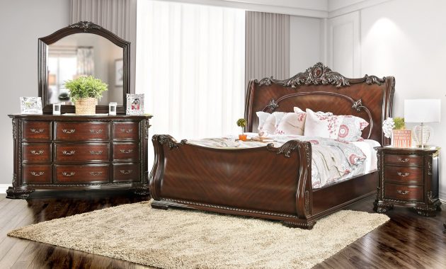 Luxury Traditional Brown Cherry 4 Piece Bedroom Set Foa for sizing 2706 X 2706