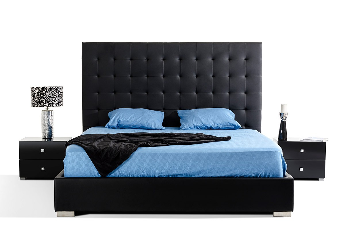 Lyrica Black Bonded Leather Tall Headboard Bed regarding sizing 1200 X 808