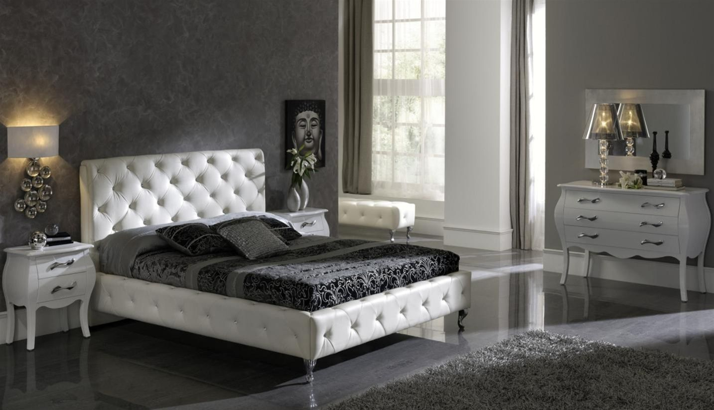 Made In Spain Leather Luxury Modern Furniture Set With Tufted Upholstery Bed in proportions 1433 X 823