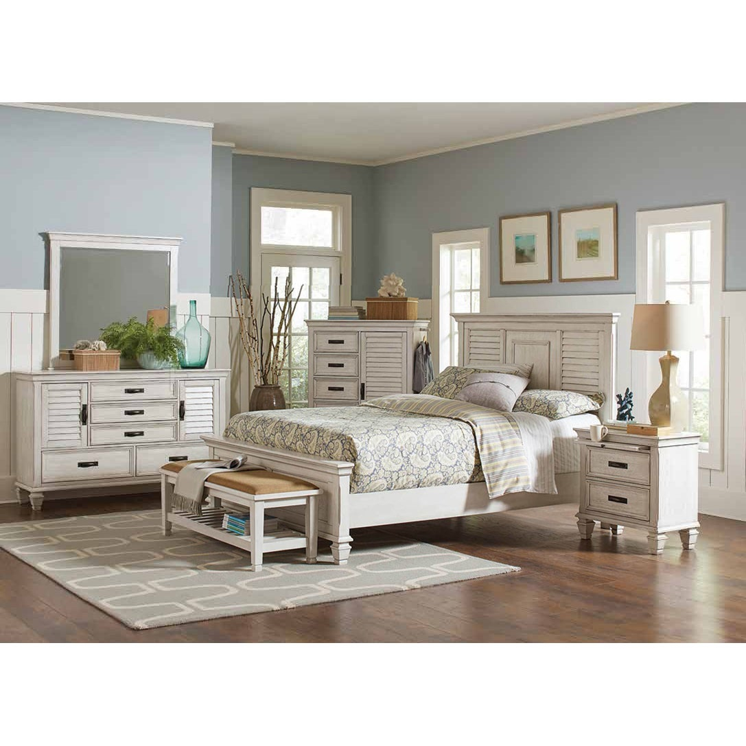 Madeline Antique White Wood 6 Piece Bedroom Set regarding size 1087 X 1087