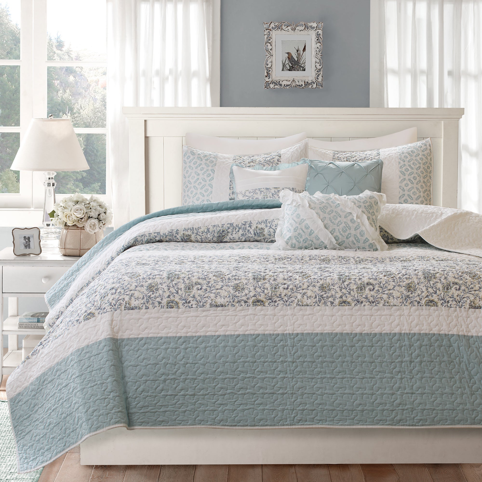 Madison Park Vanessa Blue Cotton Quilted 6 Piece Coverlet Set with regard to size 2000 X 2000