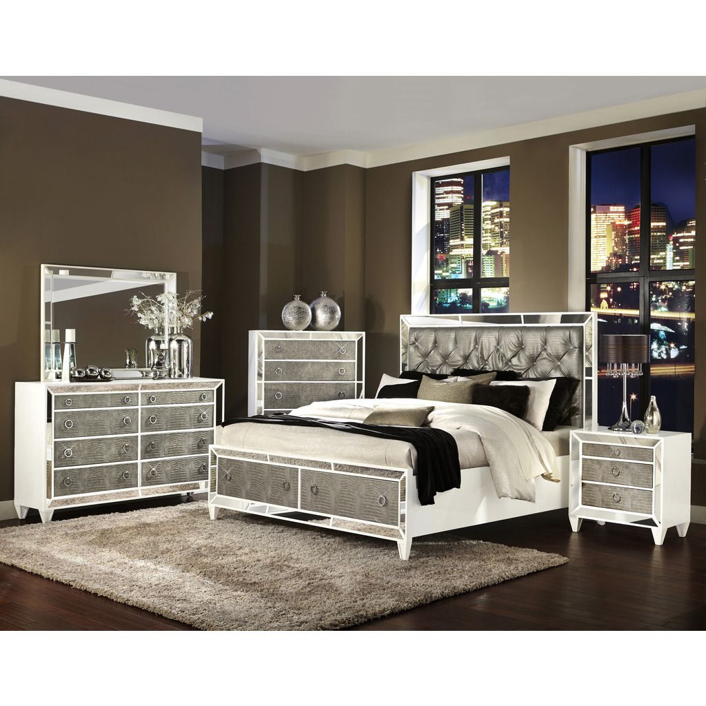 Magnussen B2935 Monroe Panel Bed King Silver Products Glass for sizing 1024 X 1024