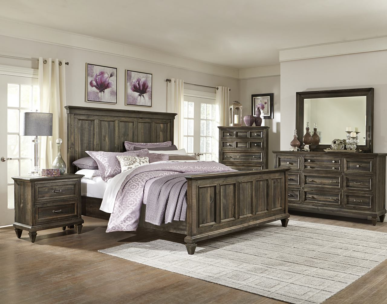 Magnussen Calistoga 4 Piece Panel Bedroom Set In Weathered Charcoal for size 1280 X 1006