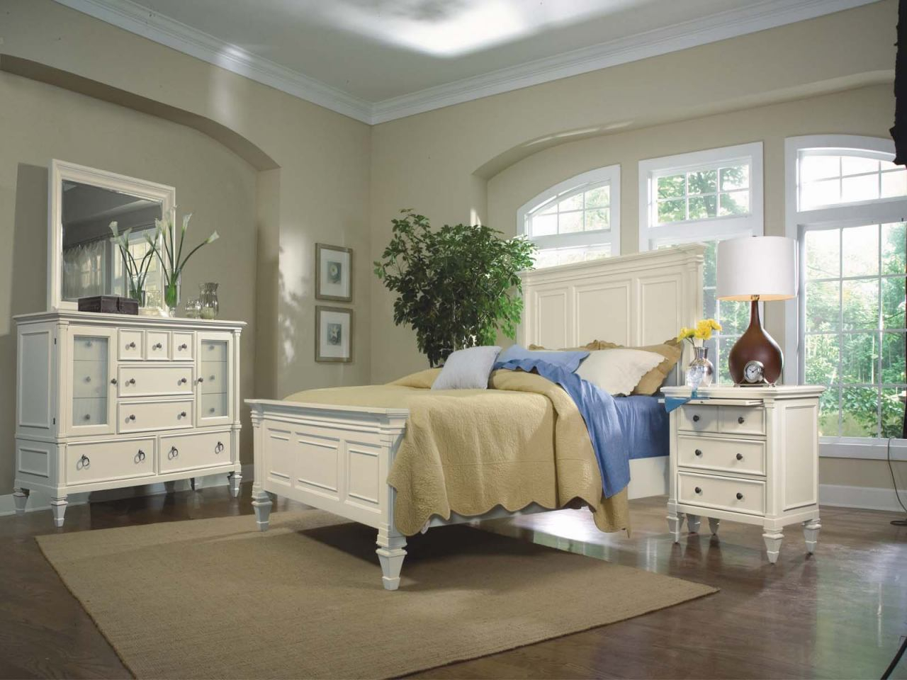 Magnussen Furniture Ash 4 Piece Panel Bedroom Set In Patina White intended for proportions 1280 X 960