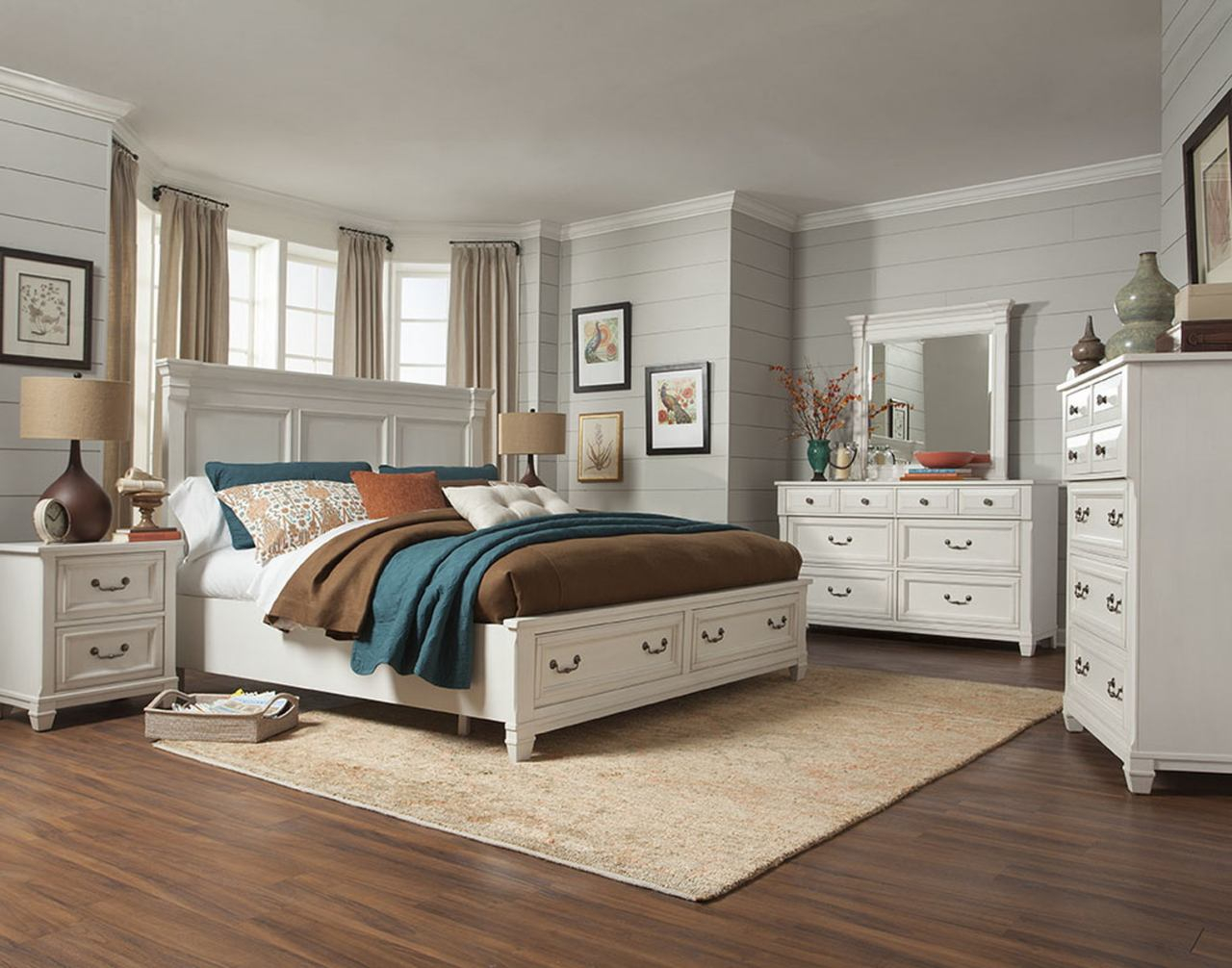 Magnussen Furniture Brookfield 4 Piece Panel Storage Bedroom Set In Cotton White in dimensions 1280 X 1006