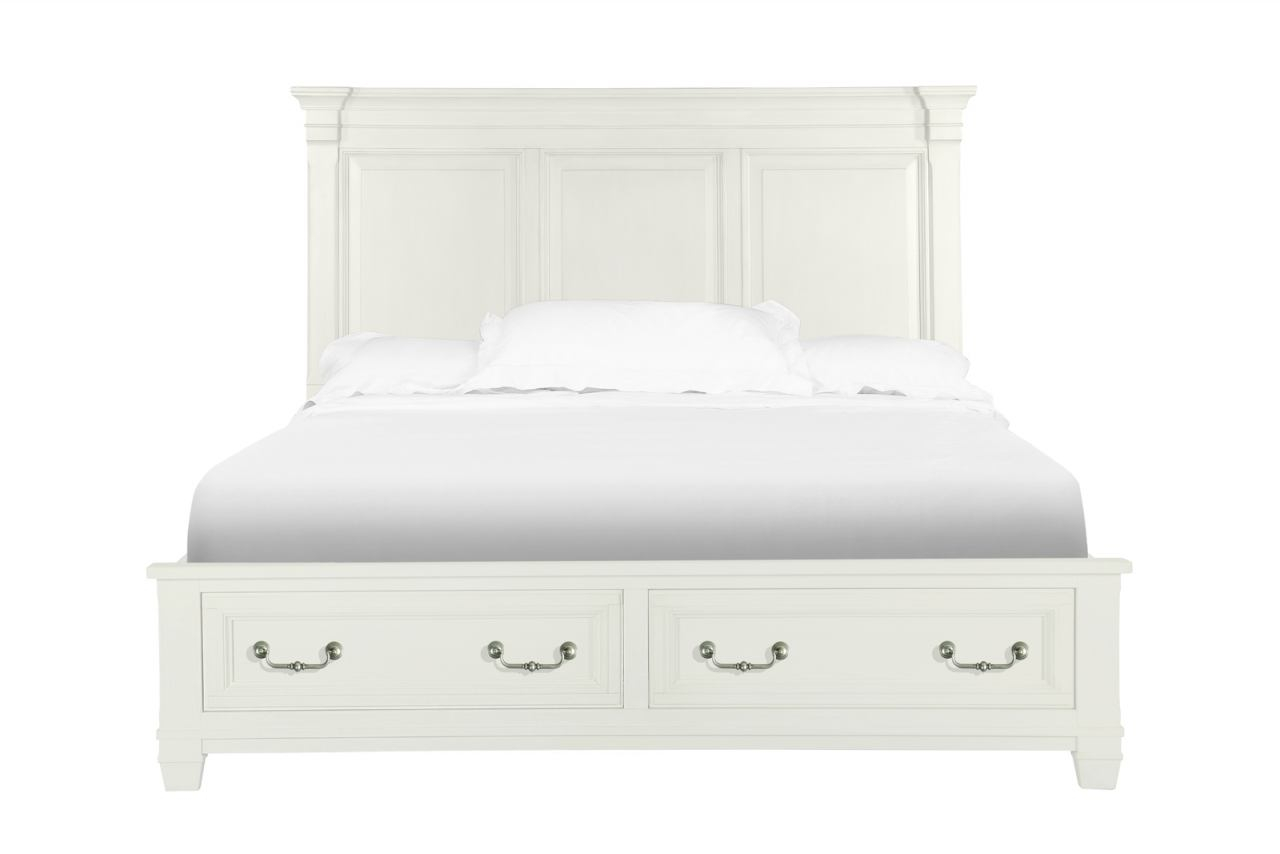 Magnussen Furniture Brookfield Queen Panel Storage Bed In Cotton White B4056 55 regarding proportions 1280 X 854