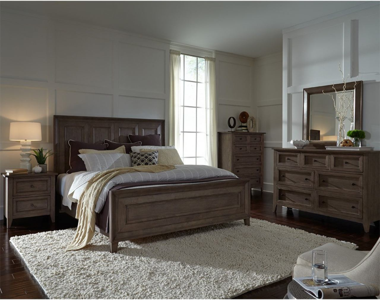 Magnussen Talbot 4 Piece Panel Bedroom Set In Driftwood for dimensions 1280 X 1011