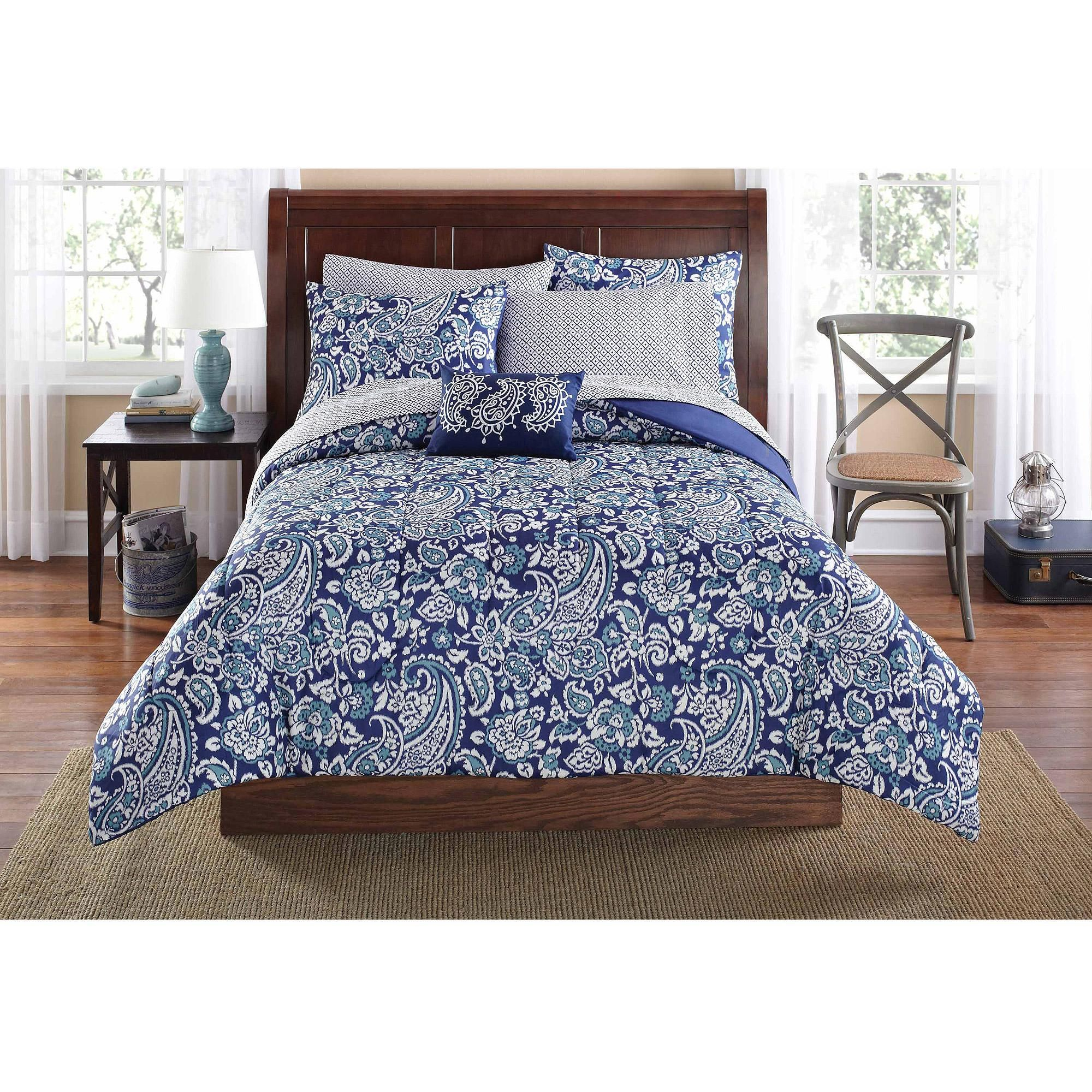 Mainstays Jaipur Paisley Bed In A Bag Set Blue Walmart I within proportions 2000 X 2000