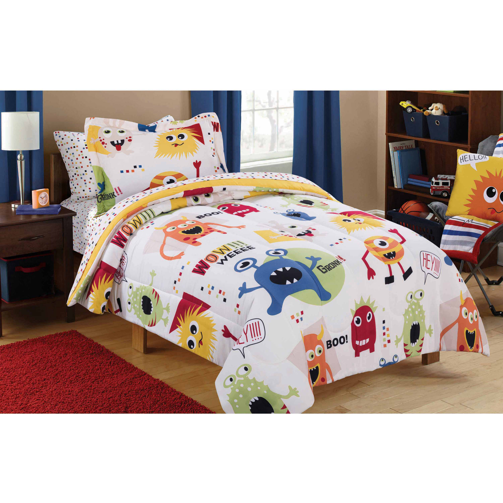 Mainstays Kids Monster Mix Bed In A Bag Coordinating Bedding Set with size 2000 X 2000