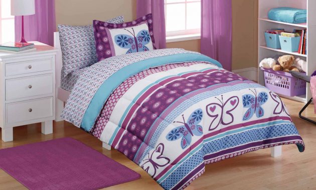 Mainstays Kids Purple Butterfly Coordinated Bed In A Bag with dimensions 2000 X 2000