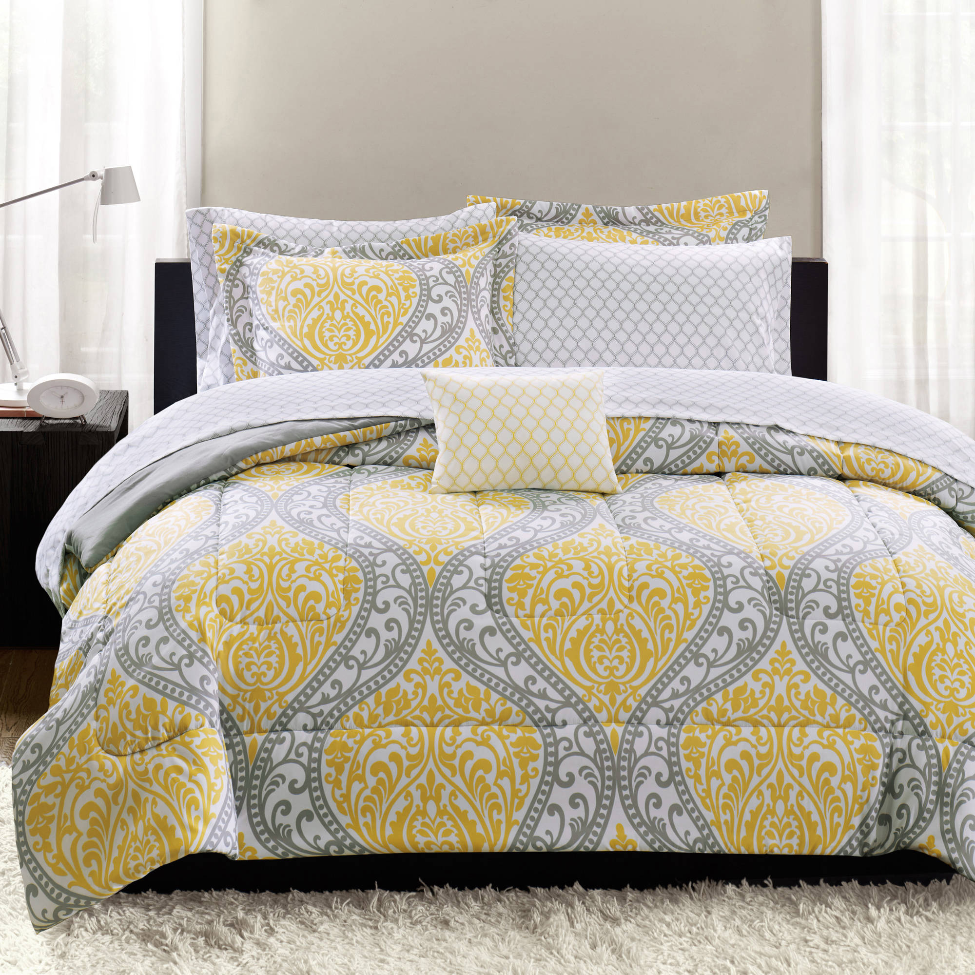Mainstays Yellow Damask Coordinated Bedding Walmart for proportions 2000 X 2000
