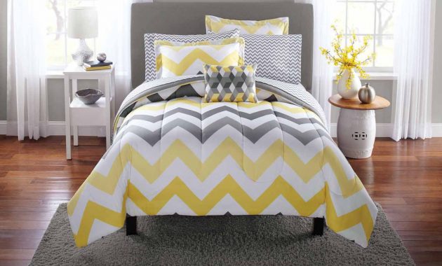 Mainstays Yellow Grey Chevron Bed In A Bag Bedding within proportions 1500 X 1500