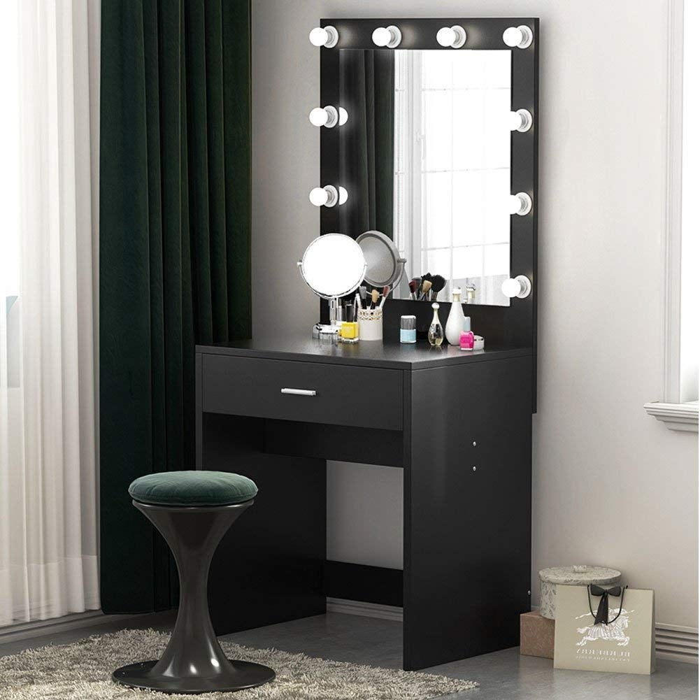 Makeup Vanity With Lighted Mirror Dressing Table Dresser Desk For Bedroom Stool Not Included pertaining to dimensions 1001 X 1001