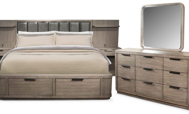 Malibu 5 Piece Low Upholstered Wall Storage Bedroom Set With Dresser And Mirror with sizing 1500 X 749