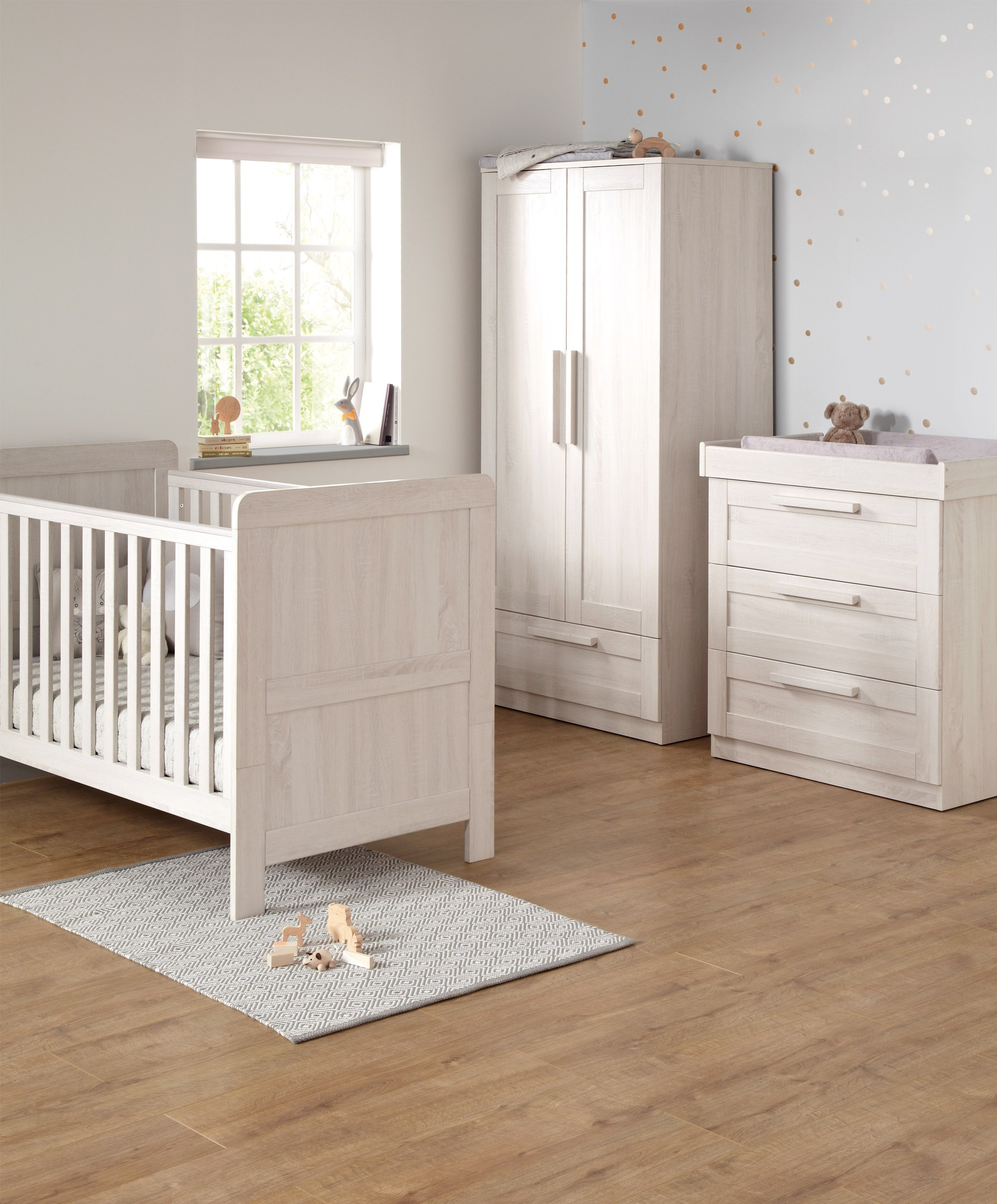 Mamas Papas Atlas 3 Piece Furniture Range Nimbus White Free Mattress intended for dimensions 2000 X 2415