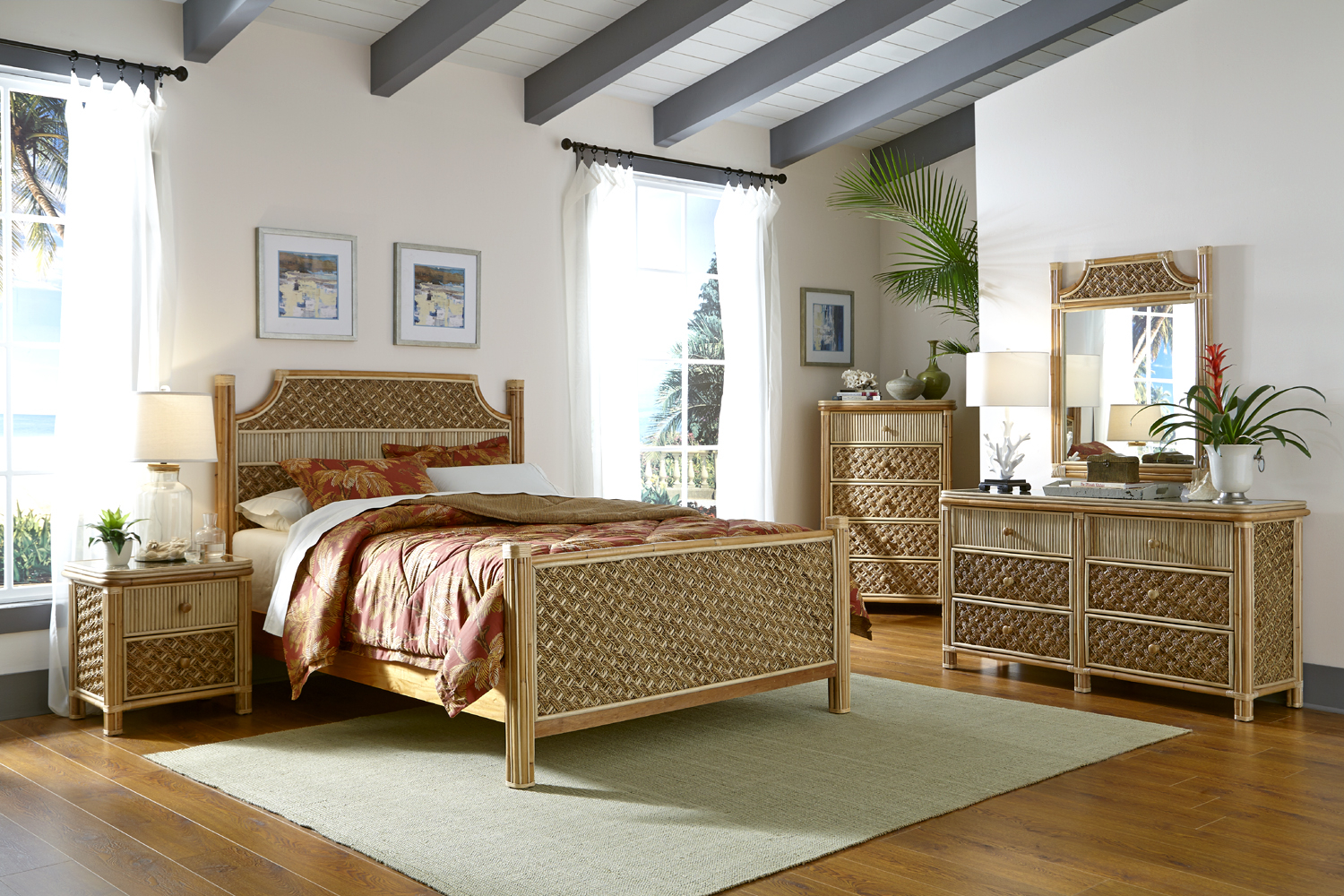 Mandalay Rattan 5 Pc Bedroom King Furniture Set Spice Island Wicker in proportions 1500 X 1000