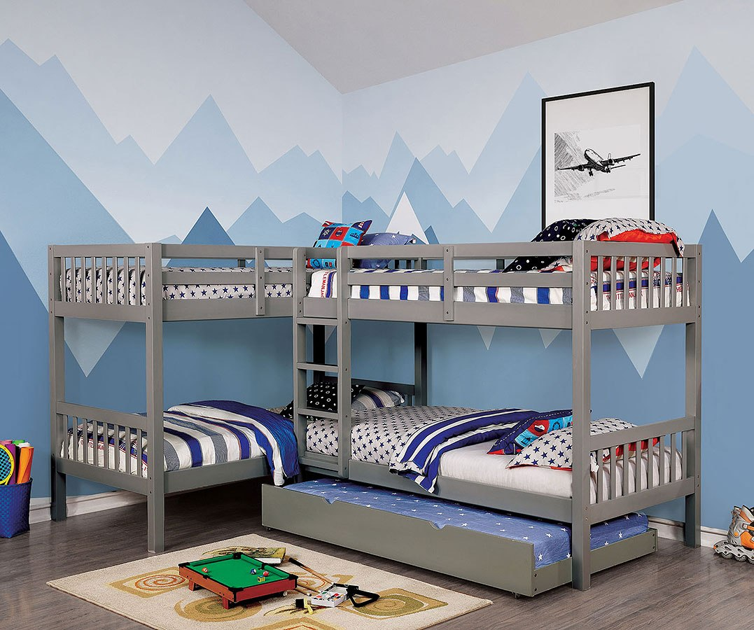 Marqutte Quadruple Twin Bunk Bedroom Set Gray throughout proportions 1077 X 900