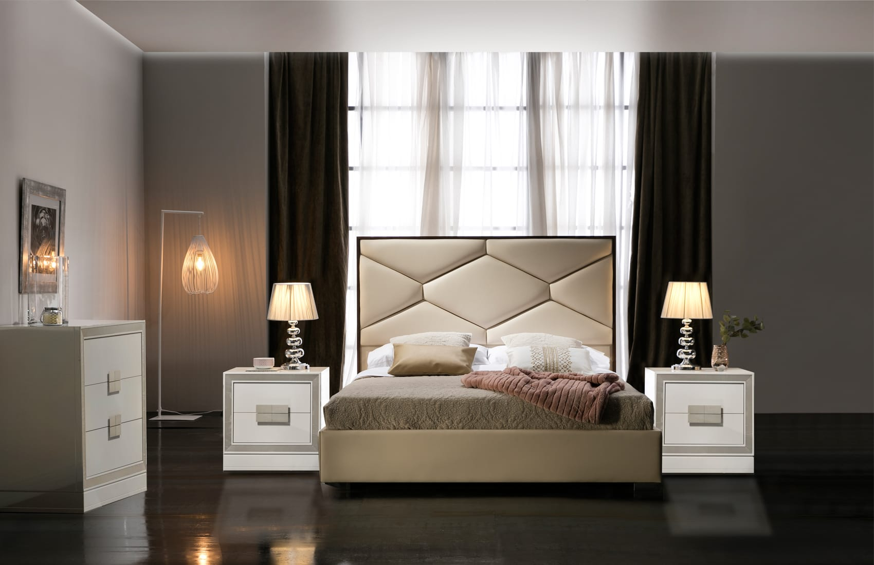 Martina Beige Bedroom Set Esf within size 1700 X 1100