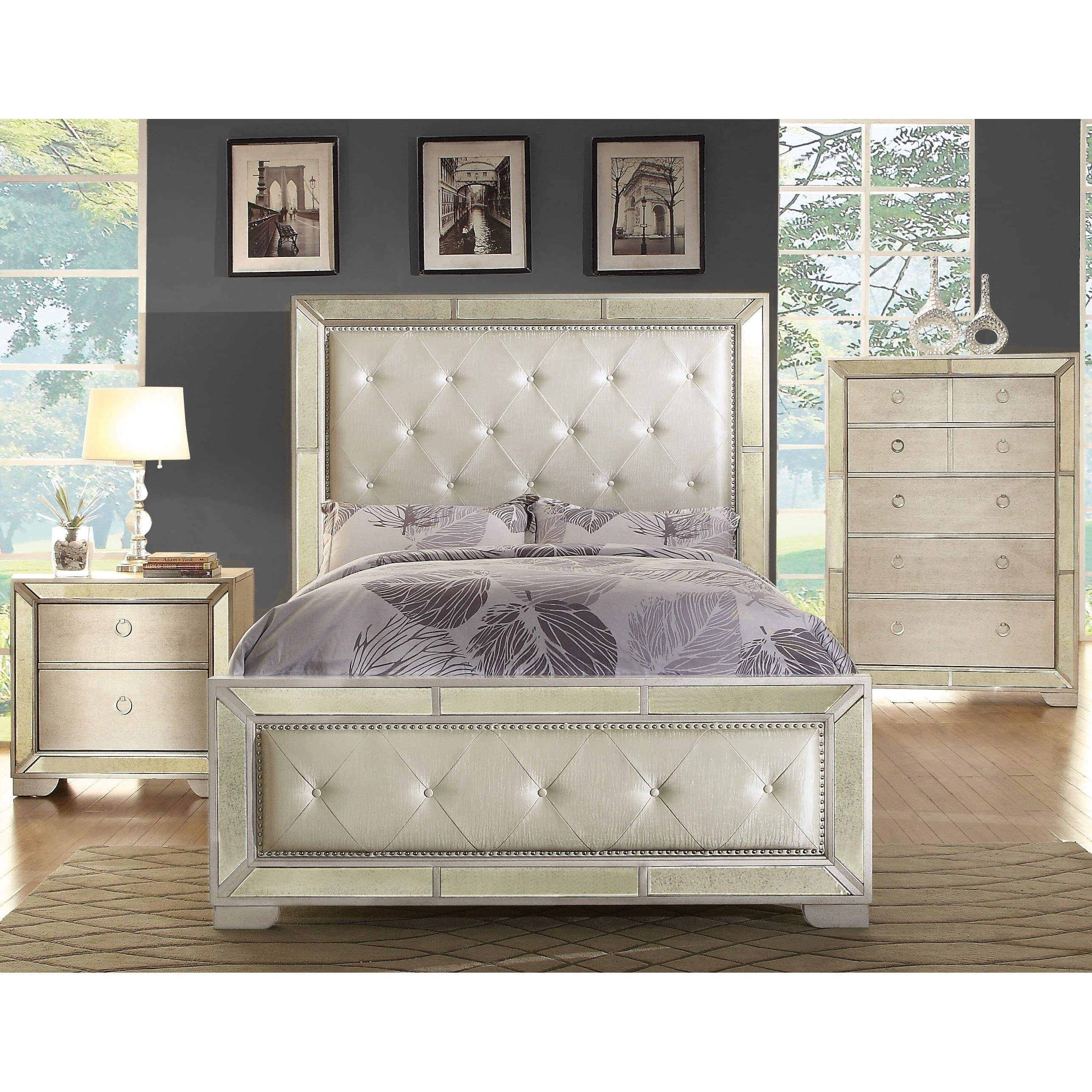 Maxine Modern Silver 3 Piece Bedroom Set with proportions 2571 X 2571