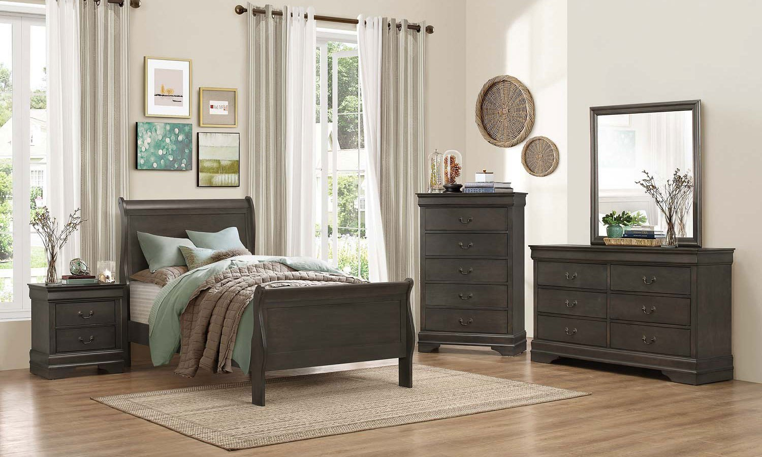 Mayville Youth Sleigh Bedroom Set Stained Grey for measurements 1500 X 900