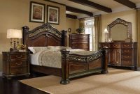 Mcferran B163 Ek Antique Brass Cherry Wood Finish King Bedroom Set throughout size 1400 X 1100