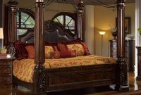 Mcferran B6005 B6003 Rich Brown Solid Hardwood King Canopy Bed Classic Traditional with size 1997 X 1835