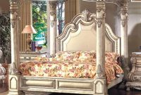 Mcferran B9097 Monaco Blanc Luxury Queen Size Canopy Bedroom Set 5 with regard to sizing 1600 X 1465