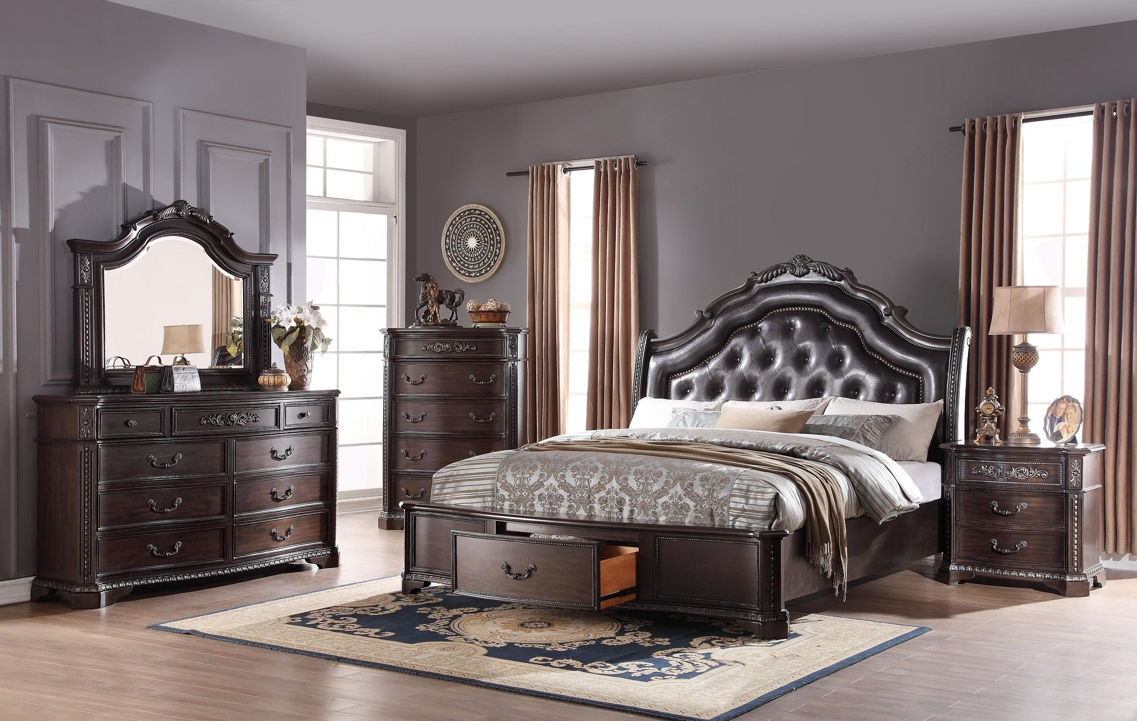 Me01 911 8 Pieces Queen Leather Back Bedroom intended for size 2306 X 1462