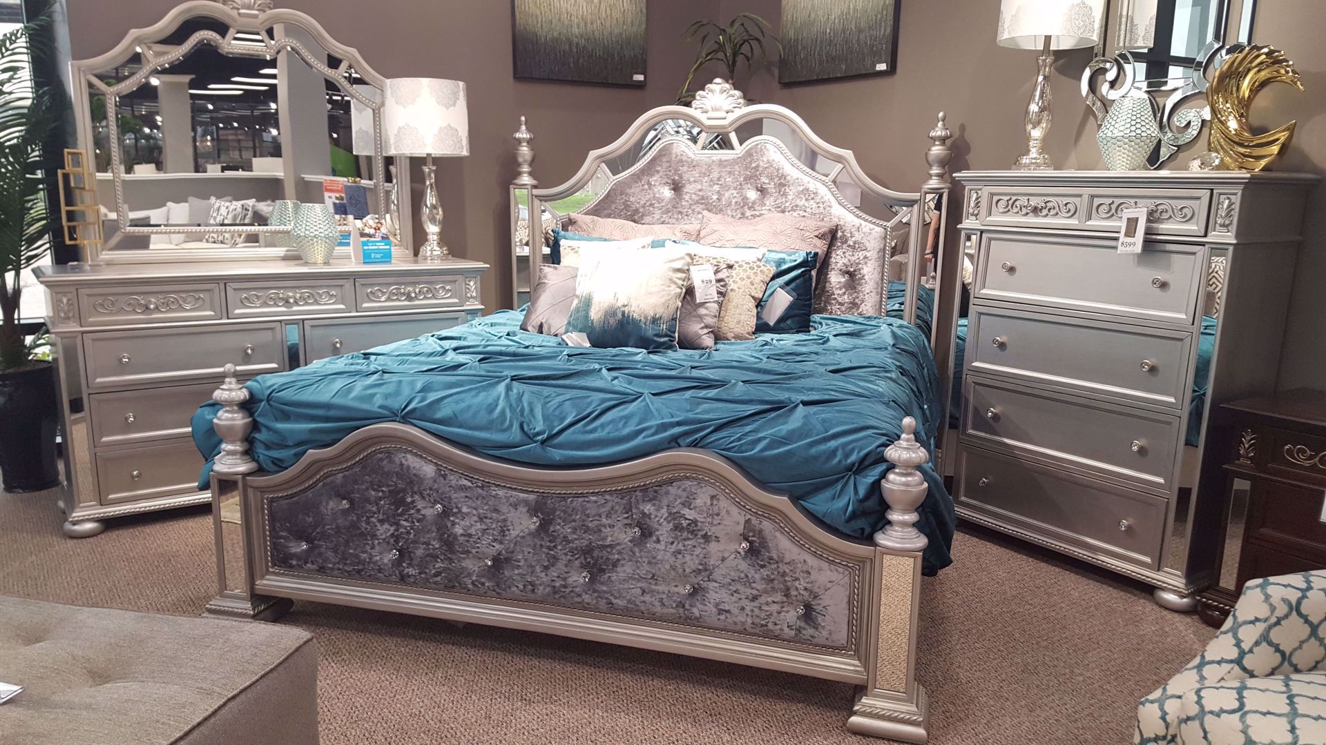 Melly Silver Queen Bedroom Set throughout proportions 1920 X 1080